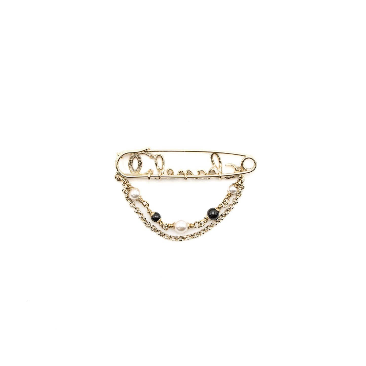 Chanel Pearl Drop Brooch Light Gold Tone