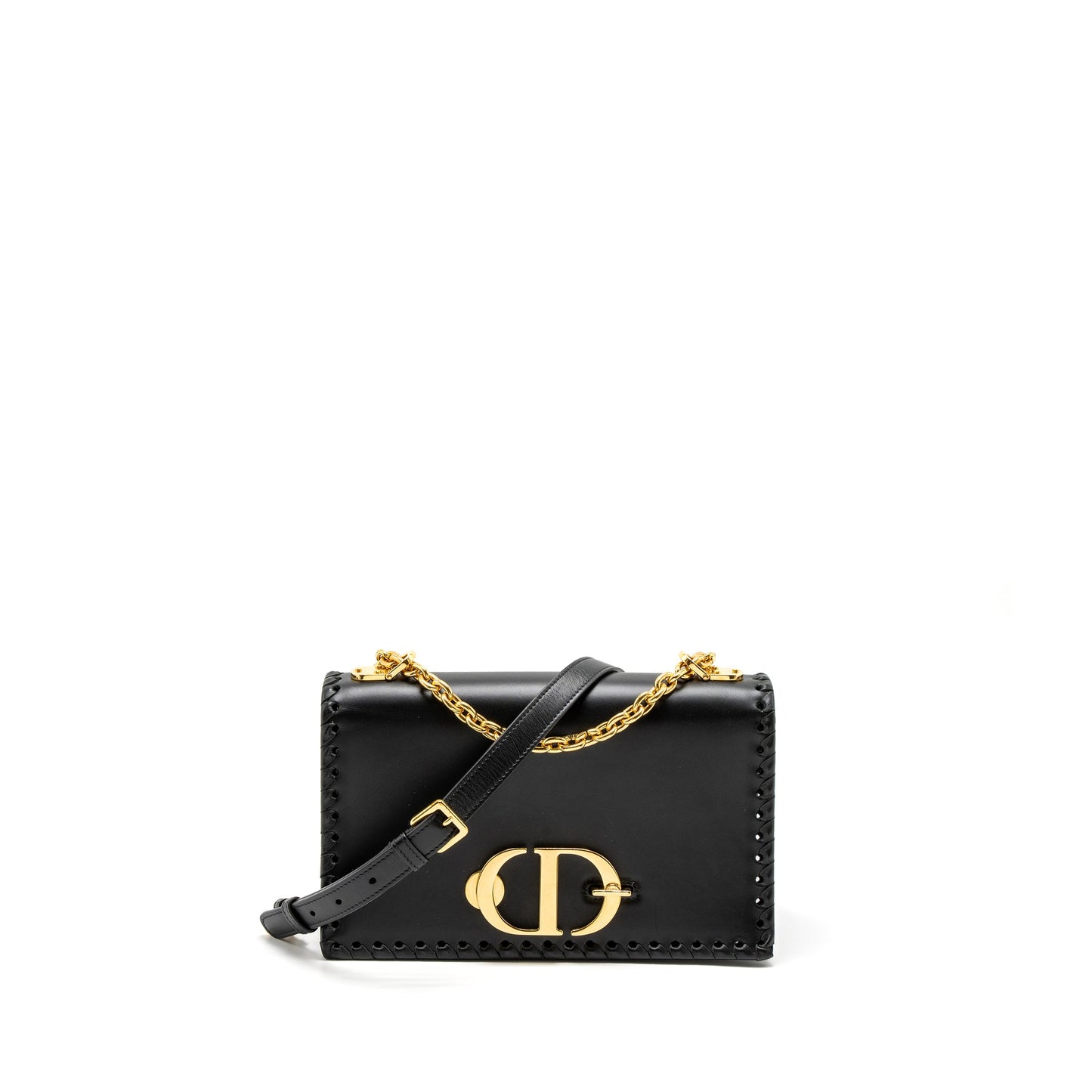 Dior 30 Montaigne Flap Purse Calfskin Black