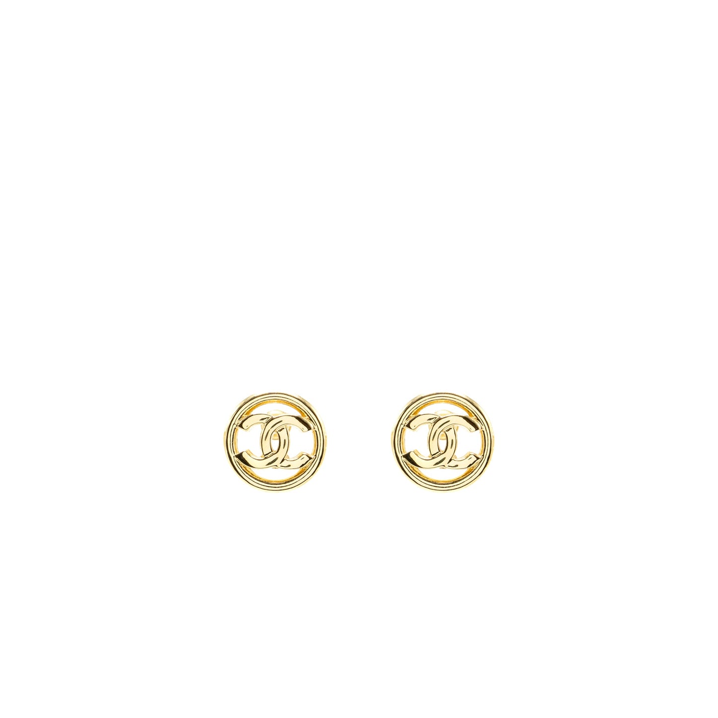Chanel round CC Logo earrings GHW