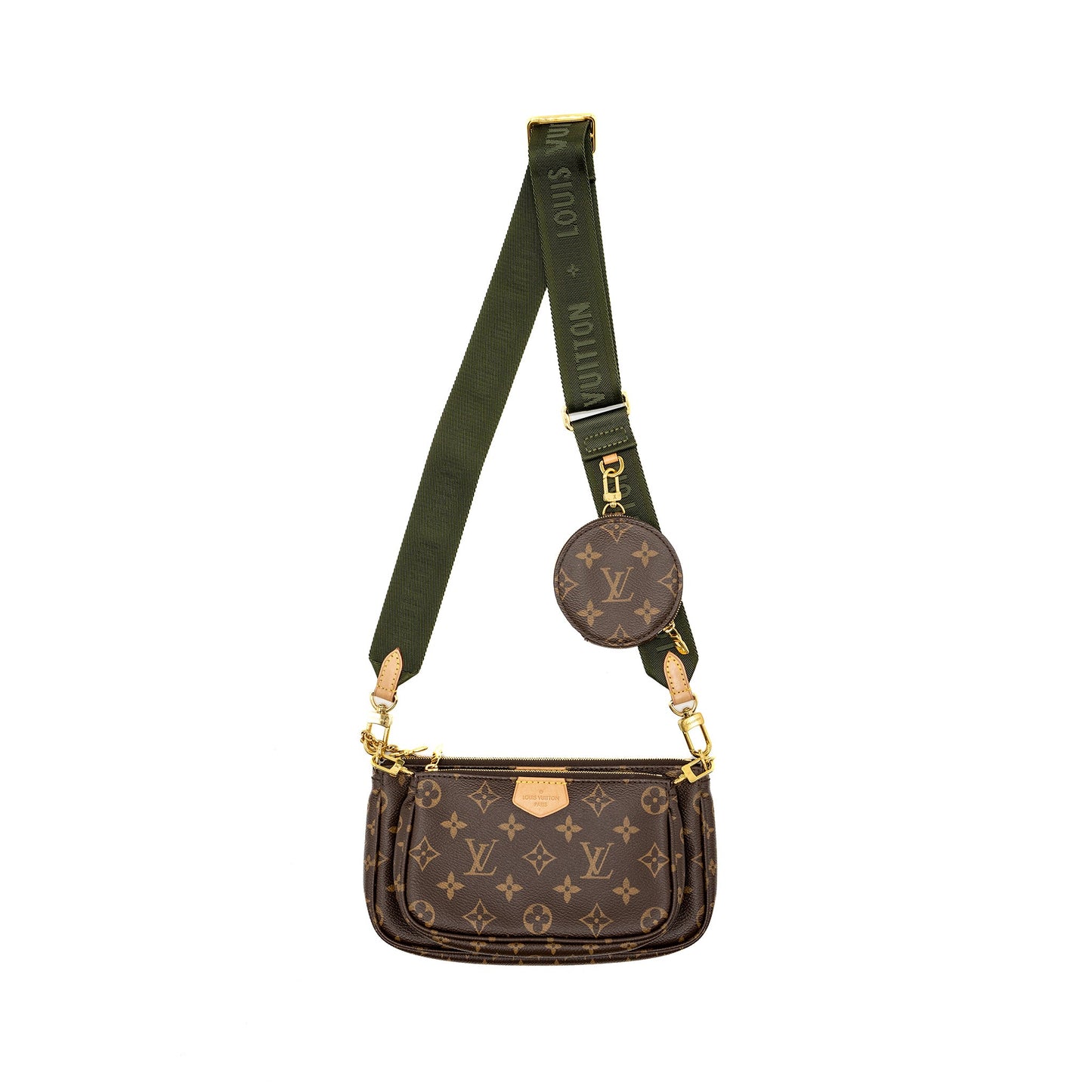 Louis Vuitton Multi Pochette Accessories Monogram Canvas Khaki Strap
