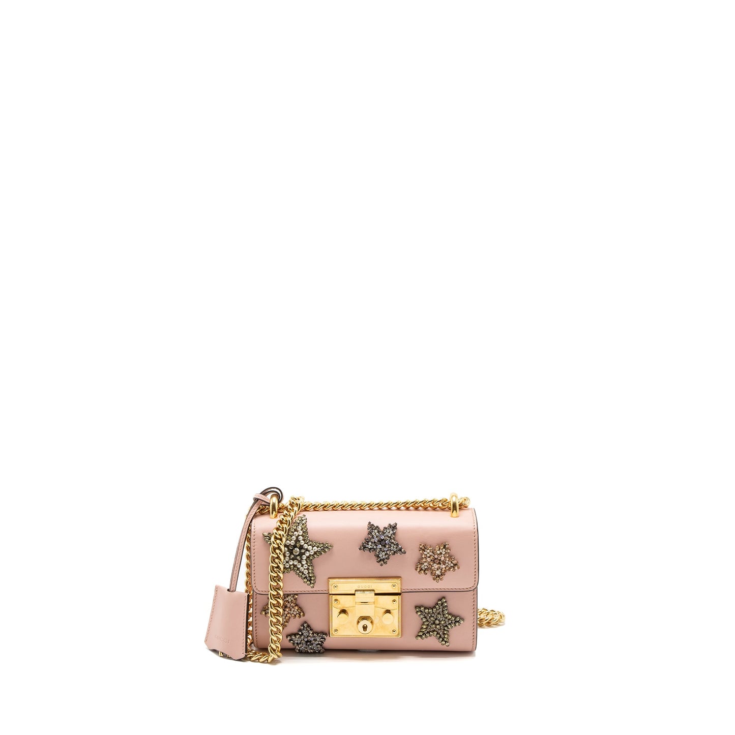 Gucci Padlock Chain Purse Crystal Star Limited Calfskin Pink