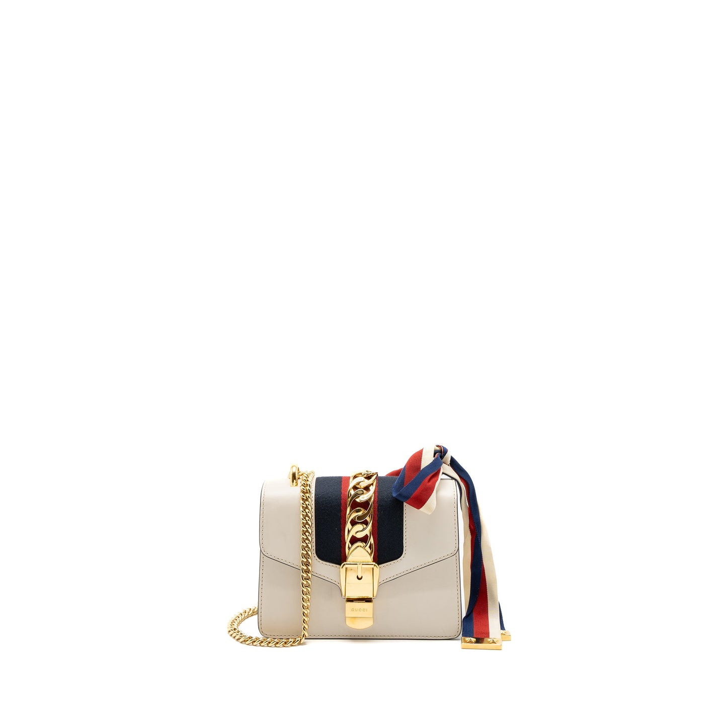 Gucci Mini Sylvie Chain Purse Calfskin White/Multicolour