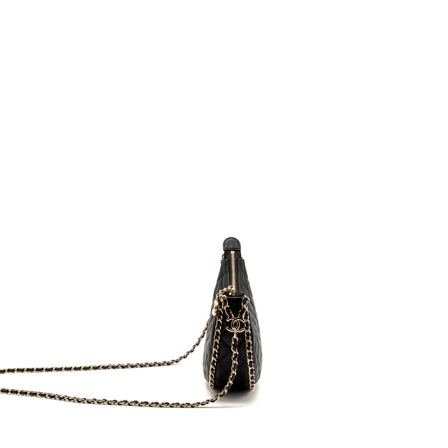 Chanel Small moon Hobo Bag Lambskin Black LGHW(Microchip)