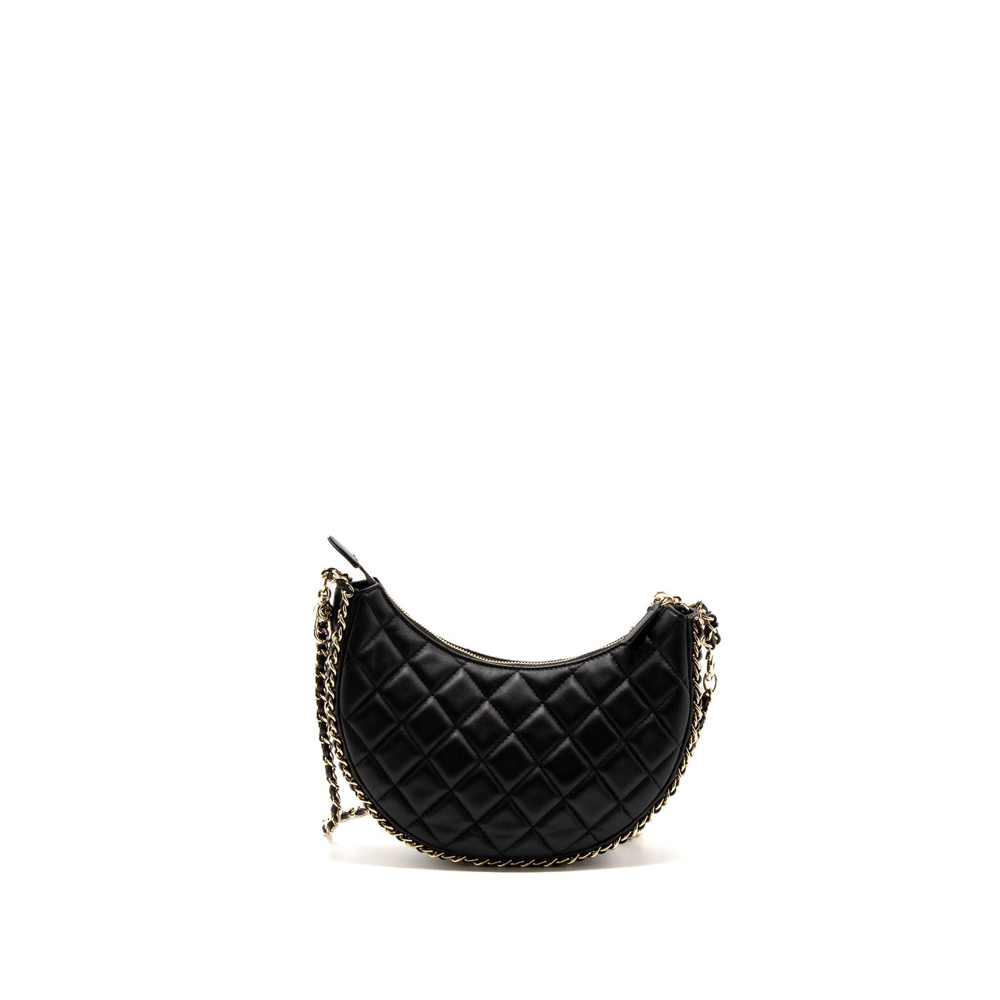 Chanel Small moon Hobo Bag Lambskin Black LGHW(Microchip)