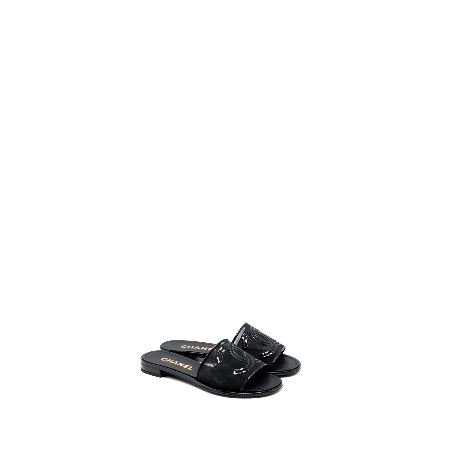 Chanel Size 38 CC Logo Sandals Black