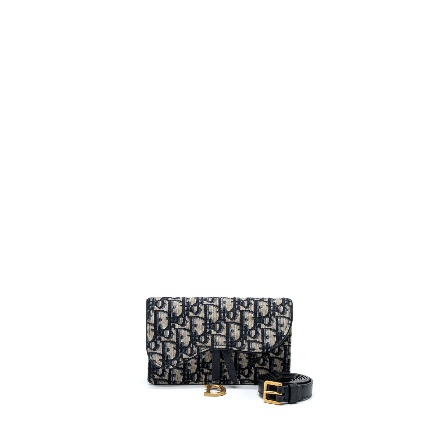 Dior Saddle Belt Pouch Blue Oblique Jacquard Canvas