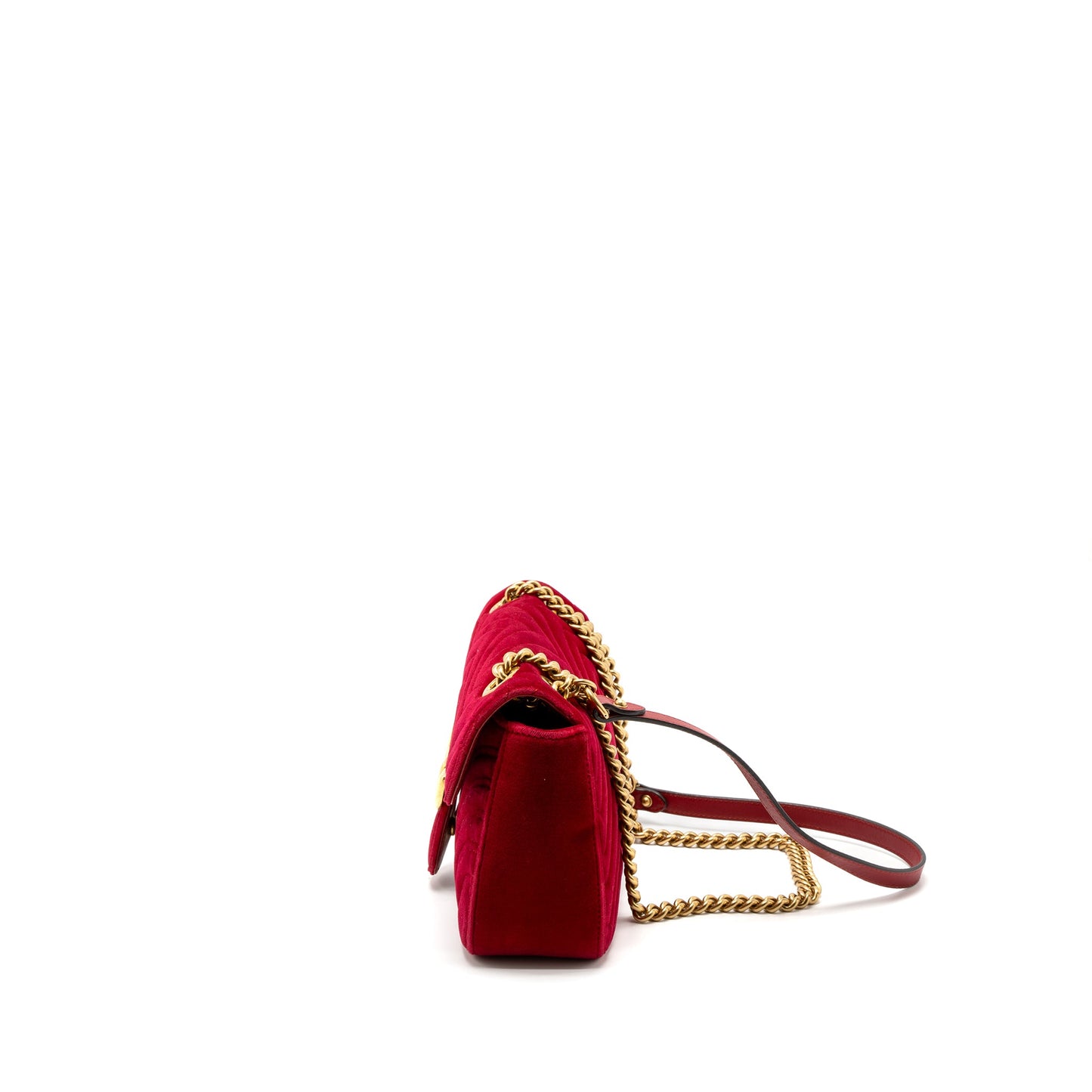 Gucci Small Marmont Purse Velvet Red Brushed