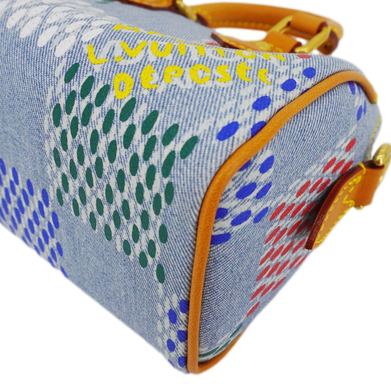 LOUIS VUITTON Speedy 18 Bandouliere LV Vers Damier Denim Crossbody Bag Multicolor