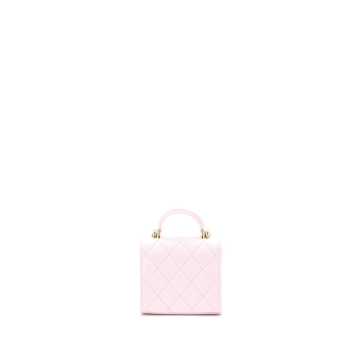 Chanel Top Handle Mini Flap Bag with Chain Lambskin Light Pink LGHW