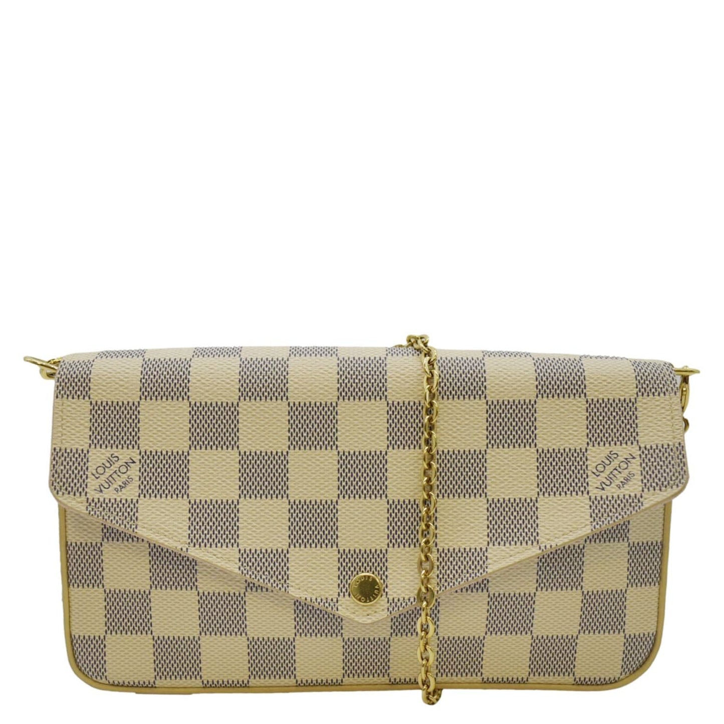 LOUIS VUITTON Felicie Pochette Damier Azur Crossbody Bag White