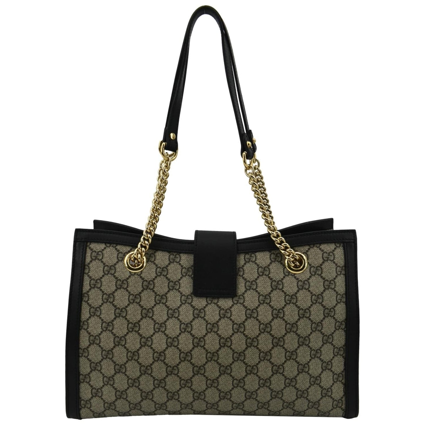 GUCCI Padlock Medium GG Supreme Canvas Shoulder Bag Black 479197