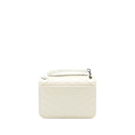 Saint Laurent Niki Baby Chain Purse in Crinkled Calfskin Blanc