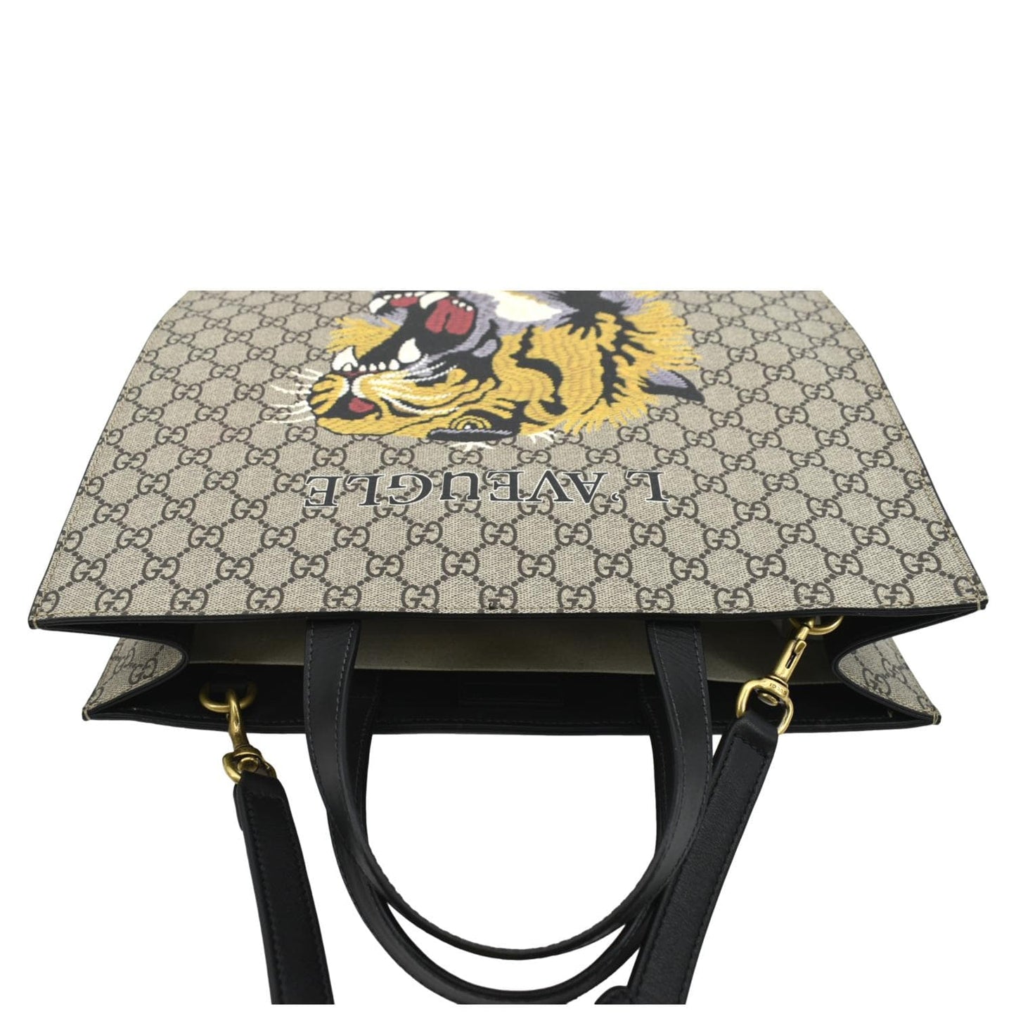 GUCCI L'Aveugle Par Amour Print Vertical Canvas Tote Bag Beige 450950