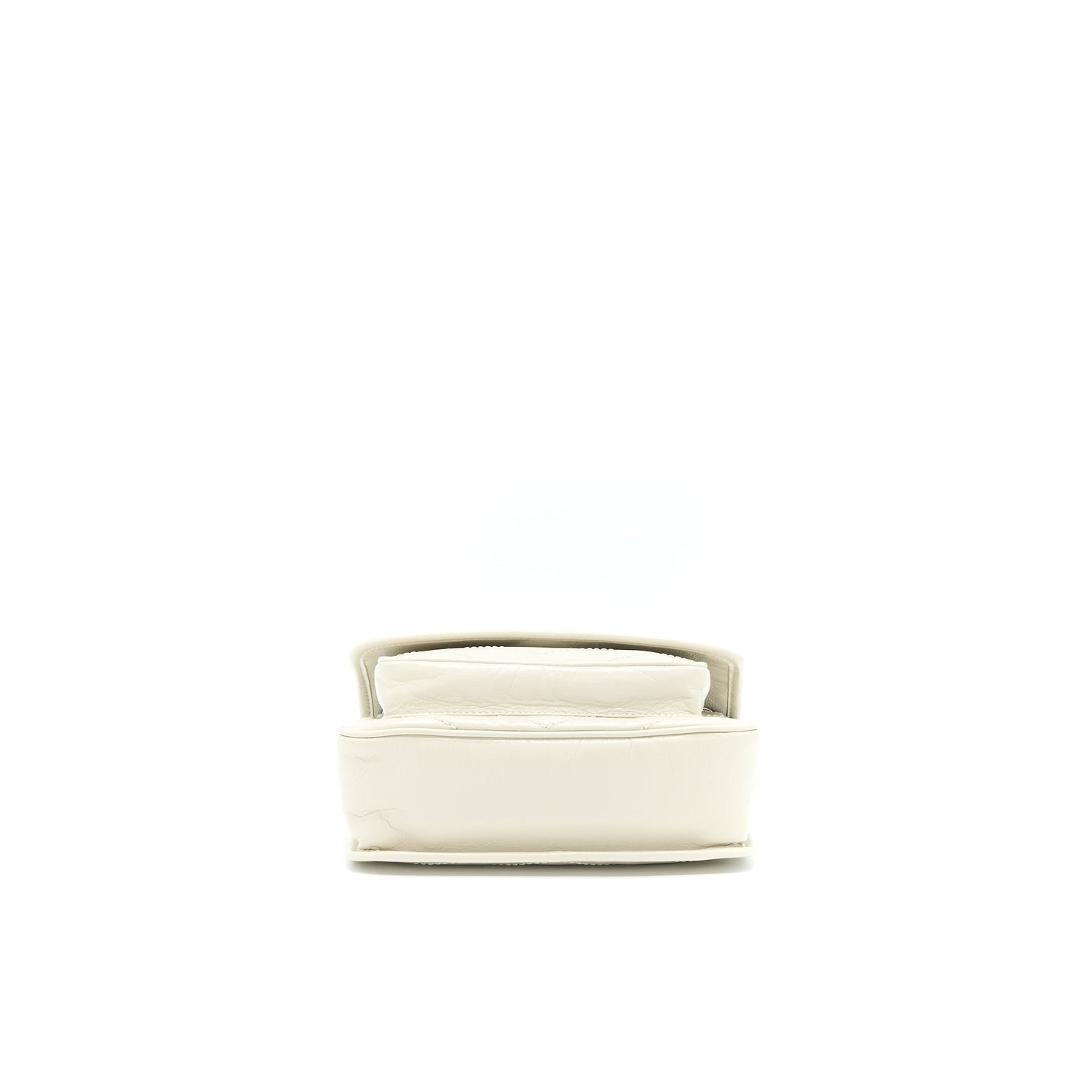 Saint Laurent Niki Baby Chain Purse in Crinkled Calfskin Blanc