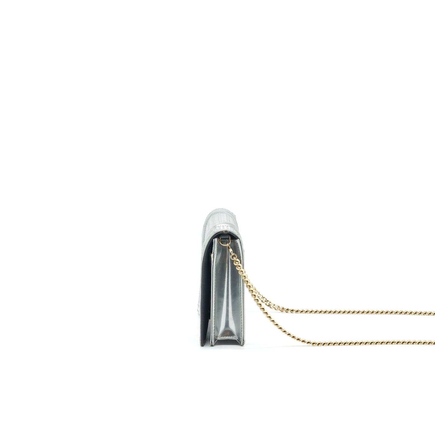Dior Diorama Wallet on Chain Metallic Silver