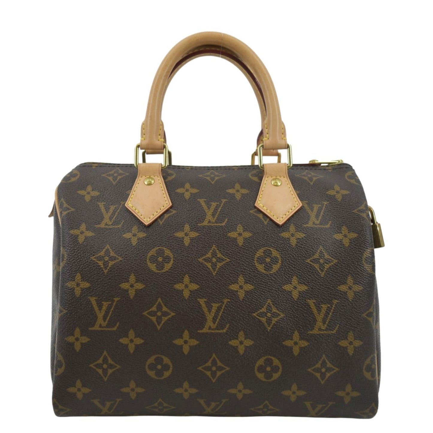 LOUIS VUITTON Speedy 25 Monogram Canvas Satchel Bag Brown