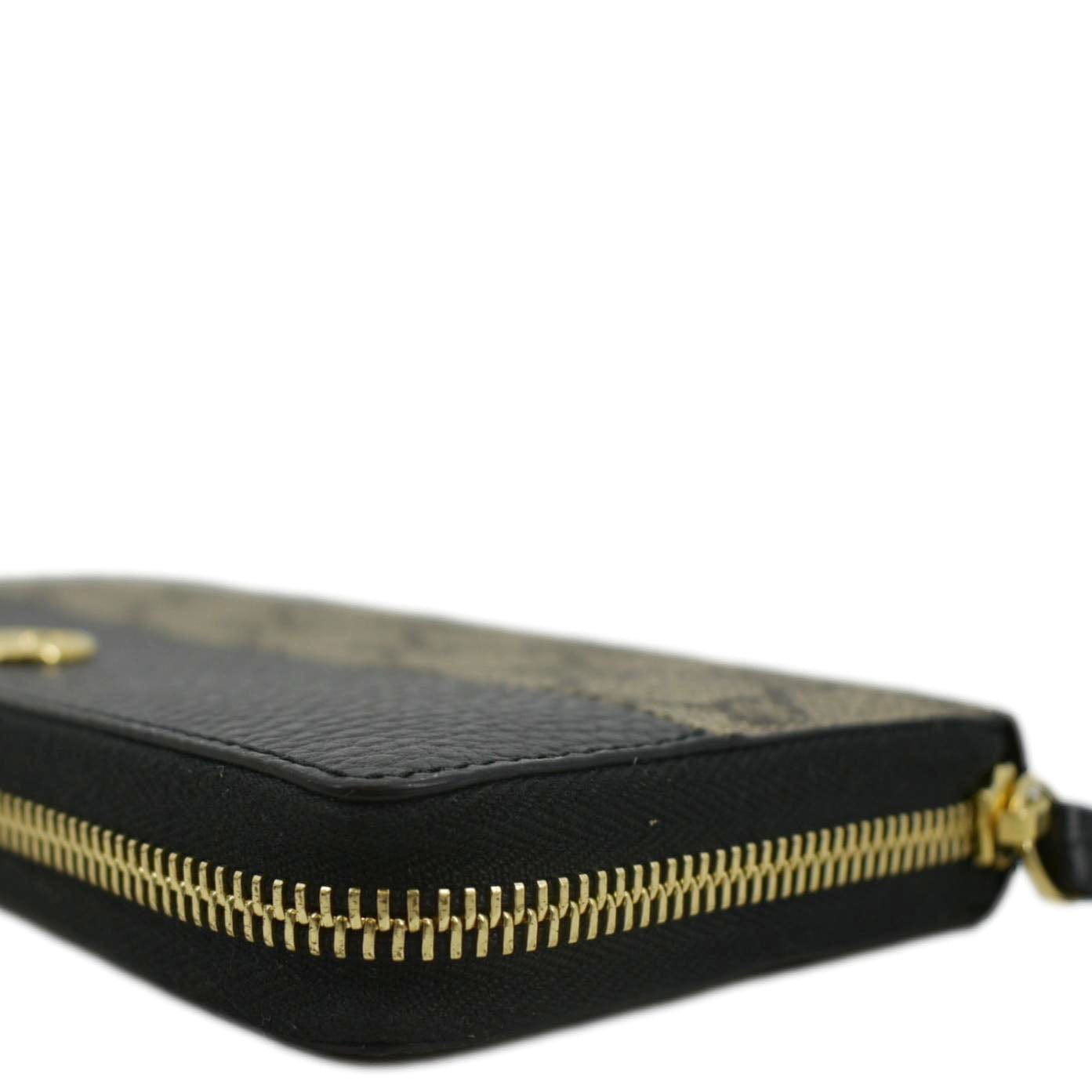 GUCCI GG Marmont Canvas Leather Zip Around Wallet Black 456117