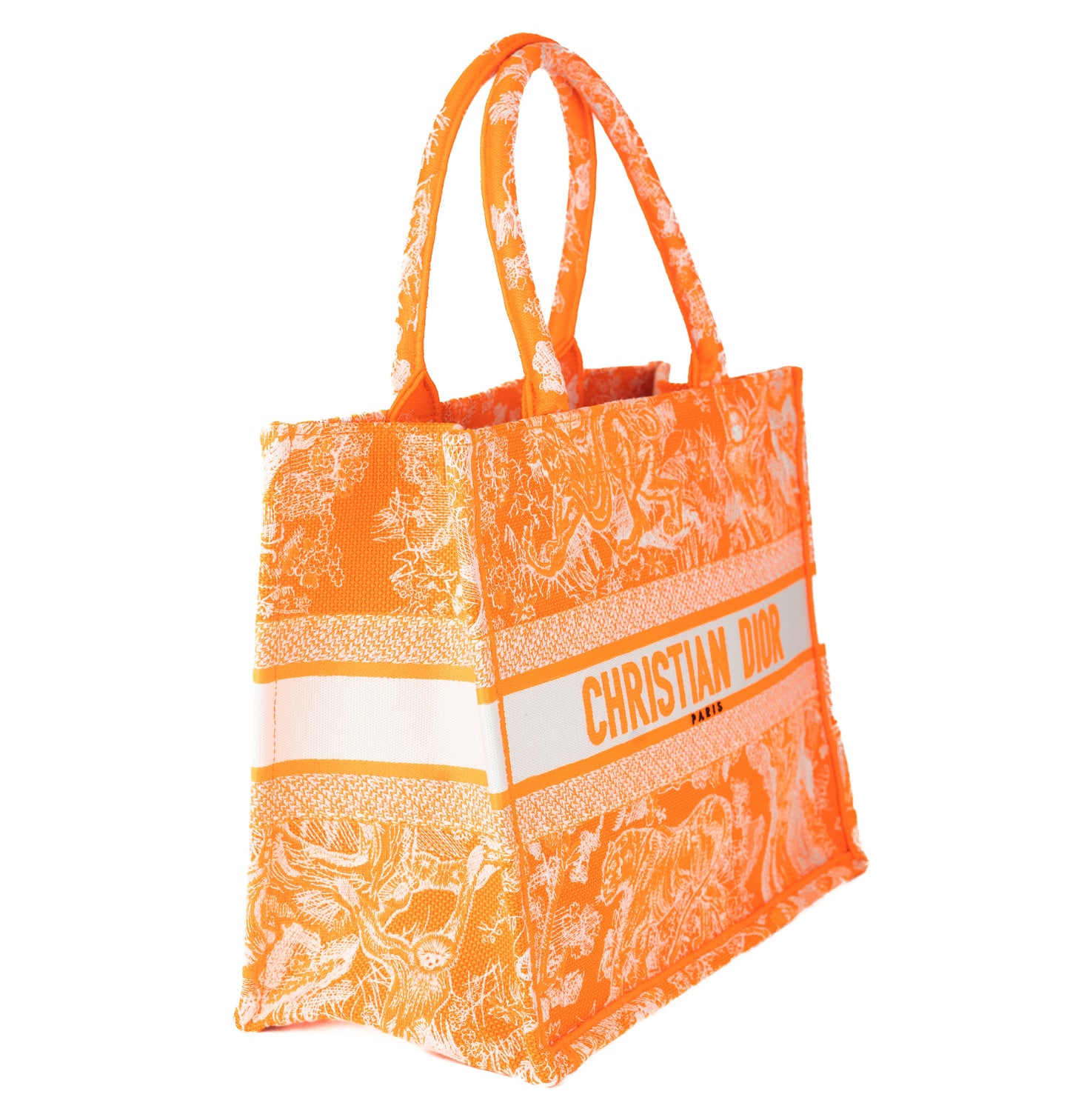 Dior Medium Book Tote in Fluorescent Orange