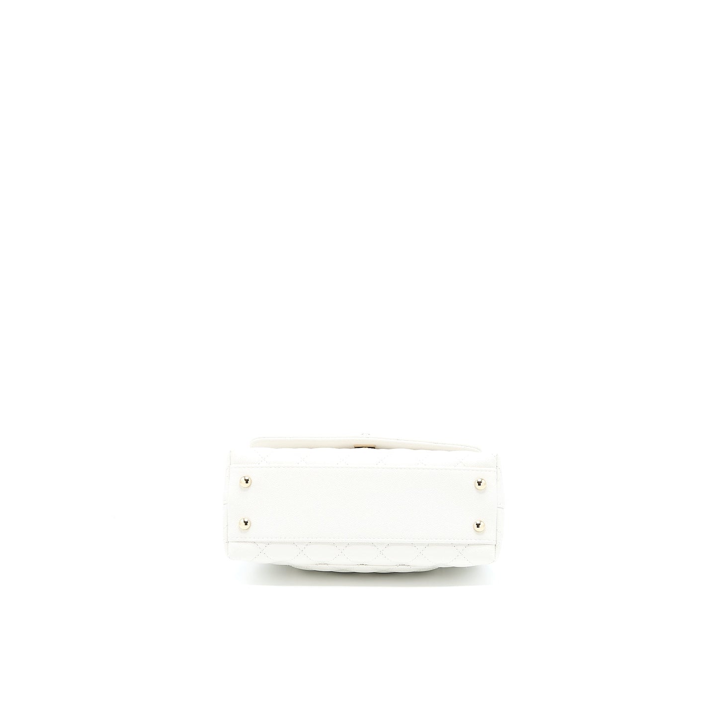 Chanel Small Coco Handle Caviar White LGHW (Microchip)