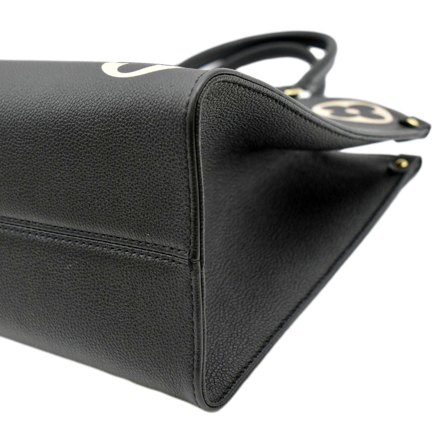 LOUIS VUITTON Onthego MM Giant Monogram Leather Tote Bag Black/Bicolor