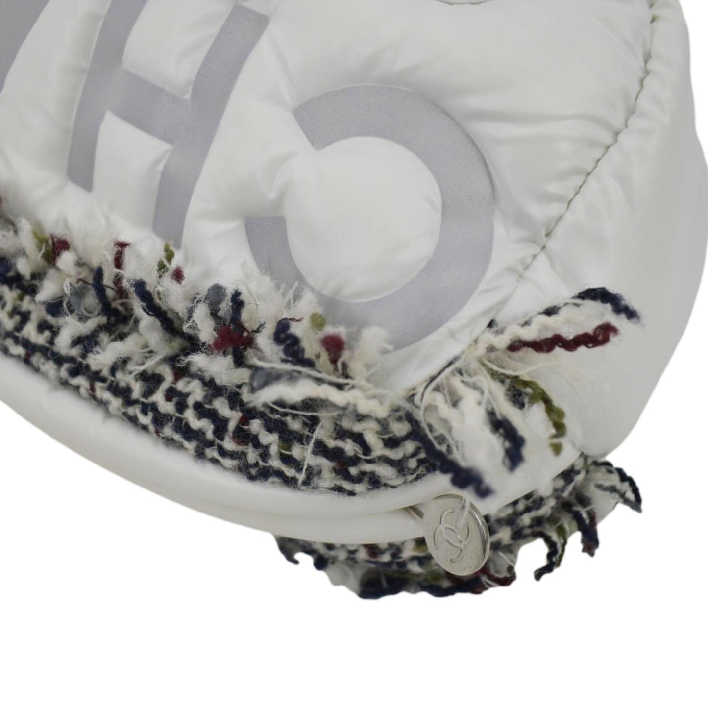 CHANEL Coco Neige Tweed x Nylon Waist Pouch White
