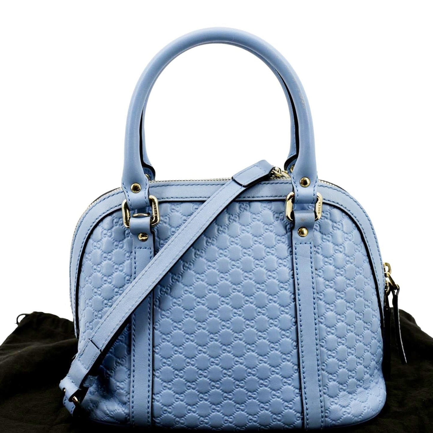 GUCCI Mini Dome Leather Crossbody Bag Mineral Blue 449654