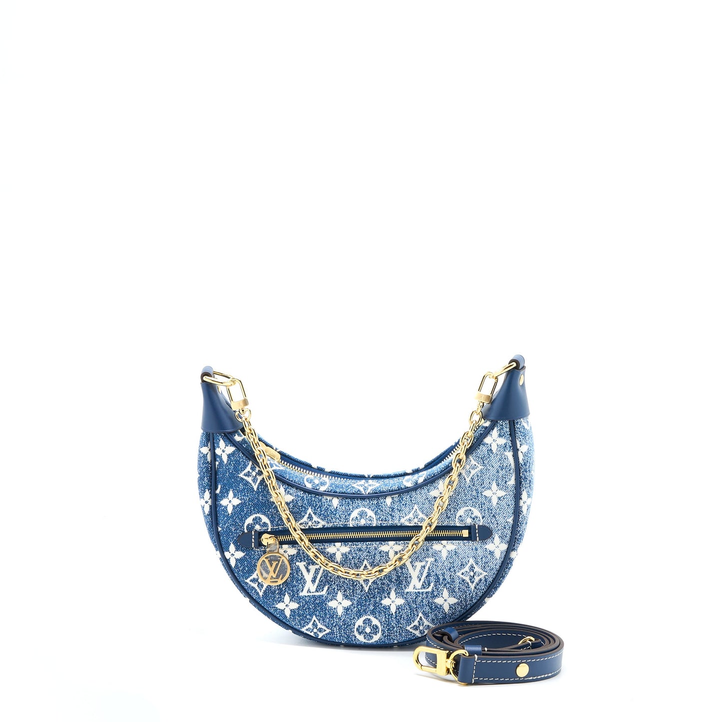 Louis Vuitton Half-Moon Loop Baguette Handbag Denim Blue (New Version)