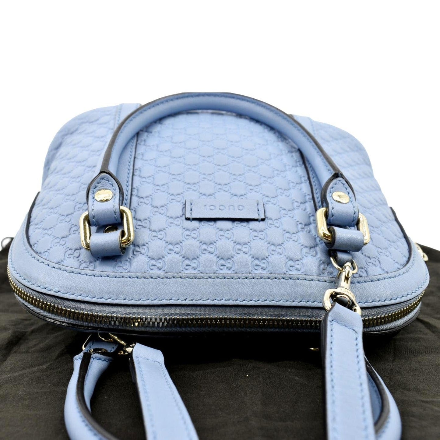 GUCCI Mini Dome Leather Crossbody Bag Mineral Blue 449654