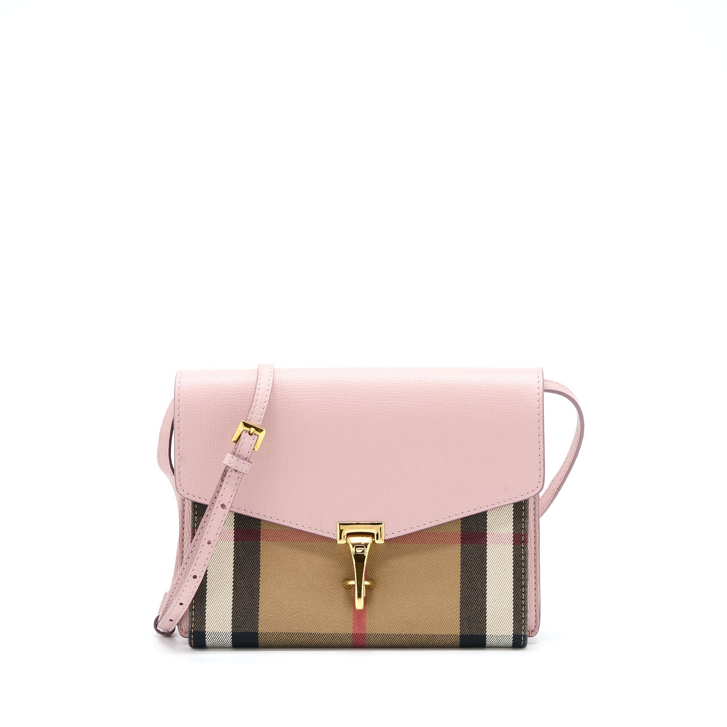 Burberry Small Leather And House Check Crossbody Purse Pale Orchid