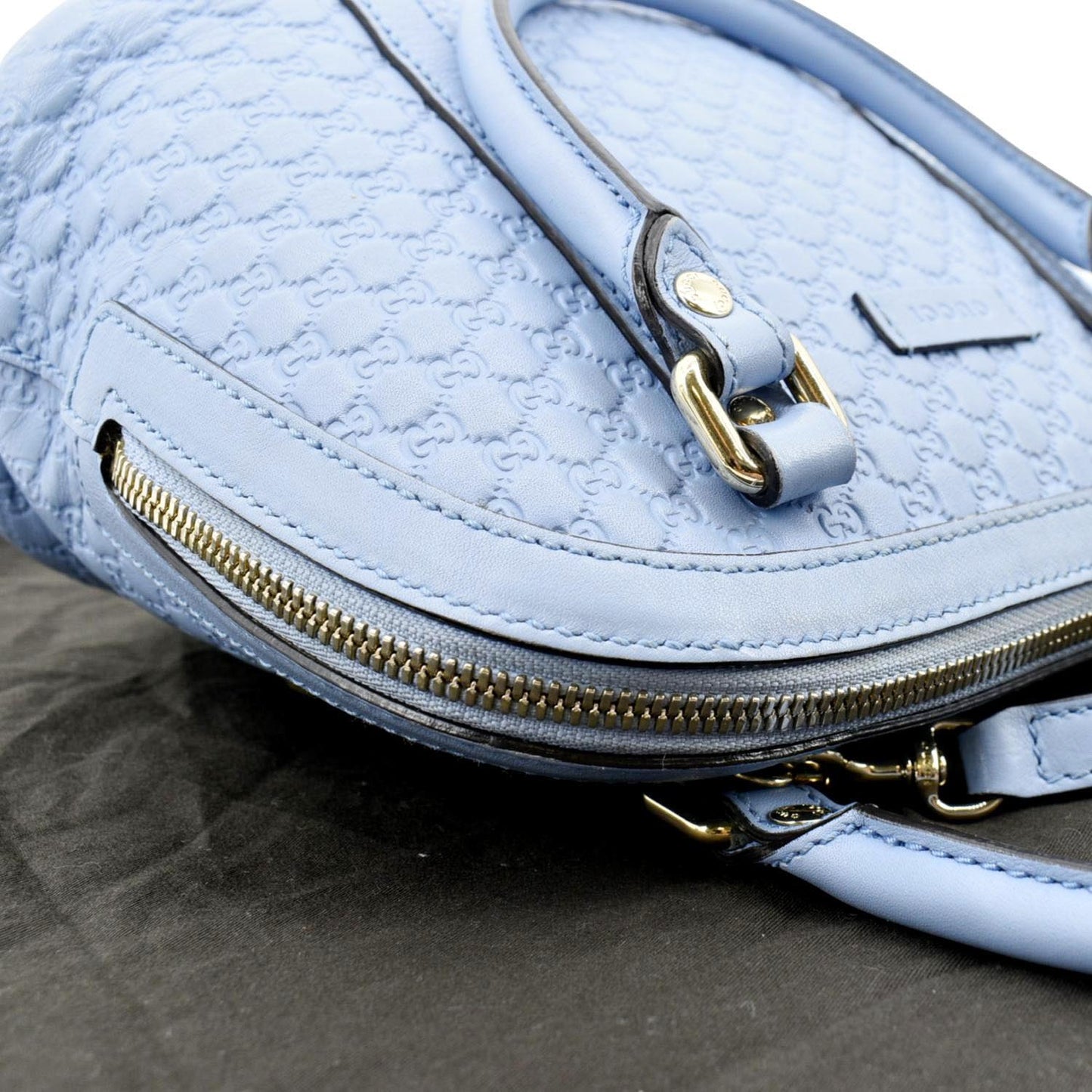 GUCCI Mini Dome Leather Crossbody Bag Mineral Blue 449654