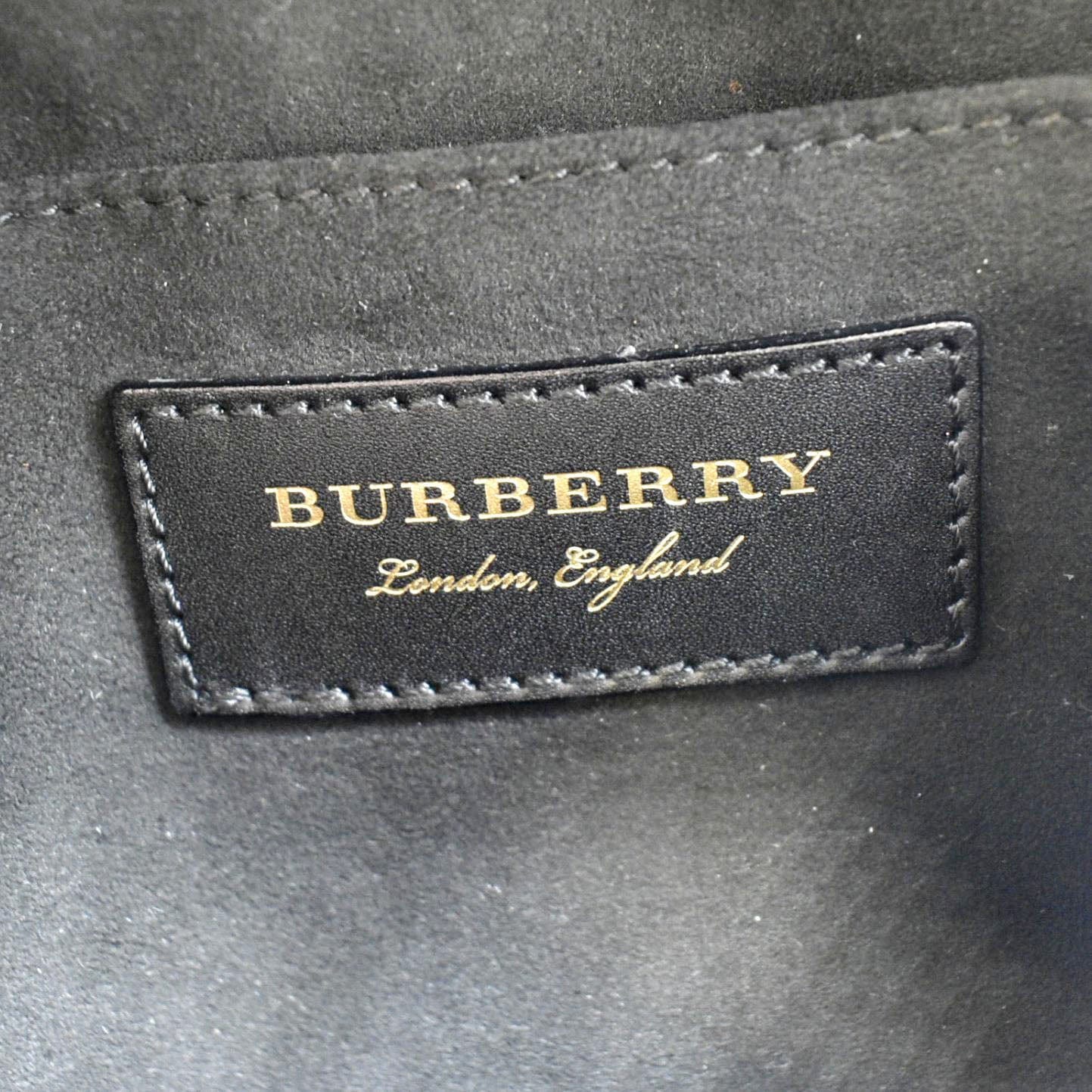 BURBERRY The Bridle Haymarket Check Leather Shoulder Bag Black