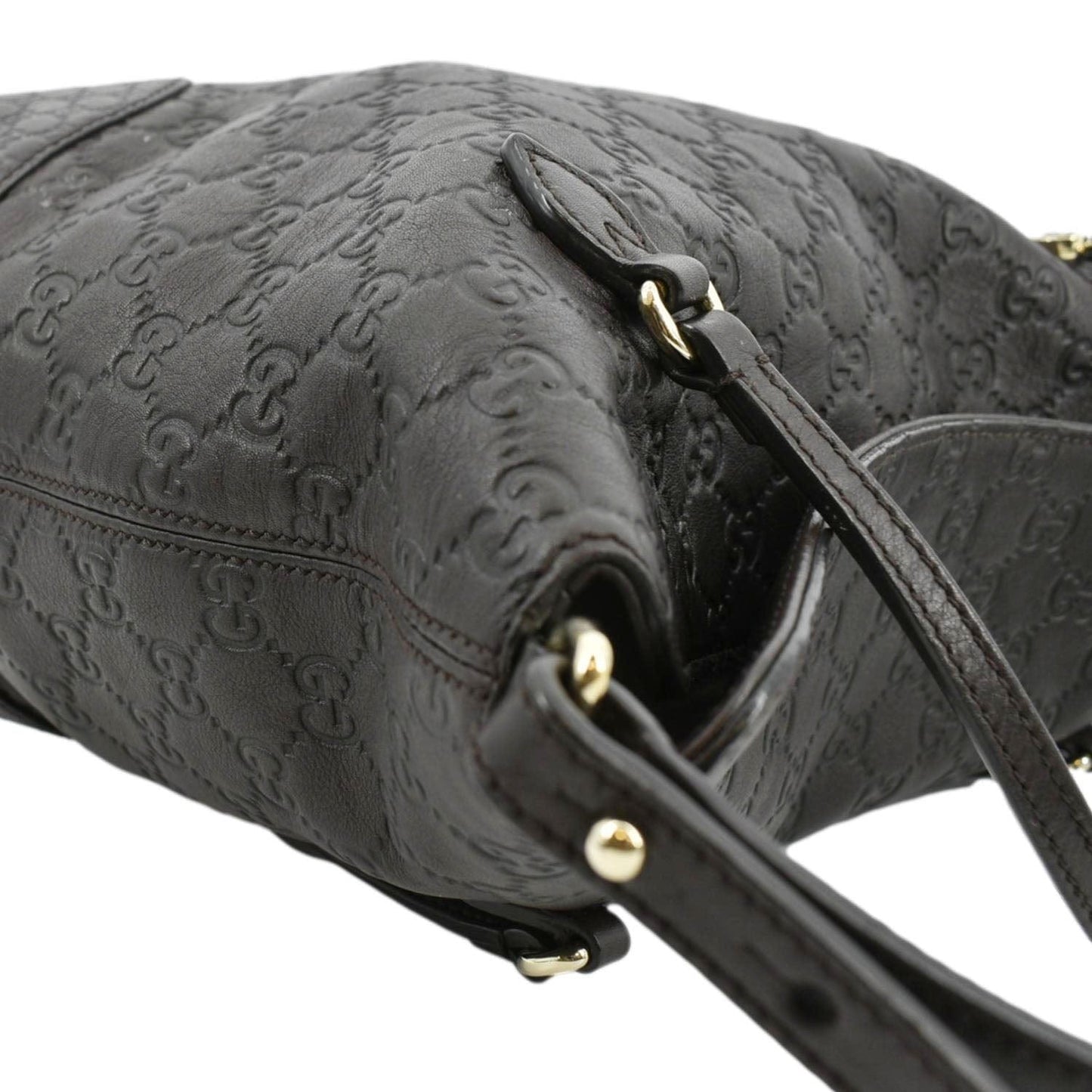 GUCCI Bree Medium Leather Top Handle Shoulder Bag Dark Brown 353120