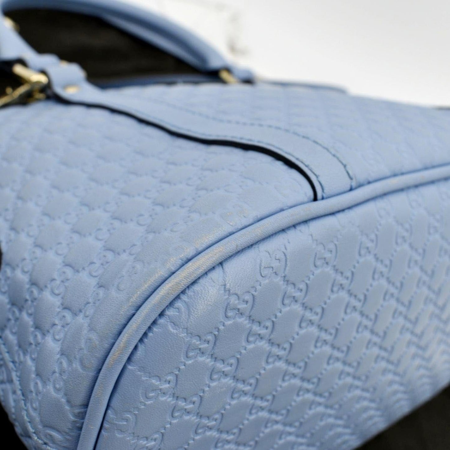 GUCCI Mini Dome Leather Crossbody Bag Mineral Blue 449654