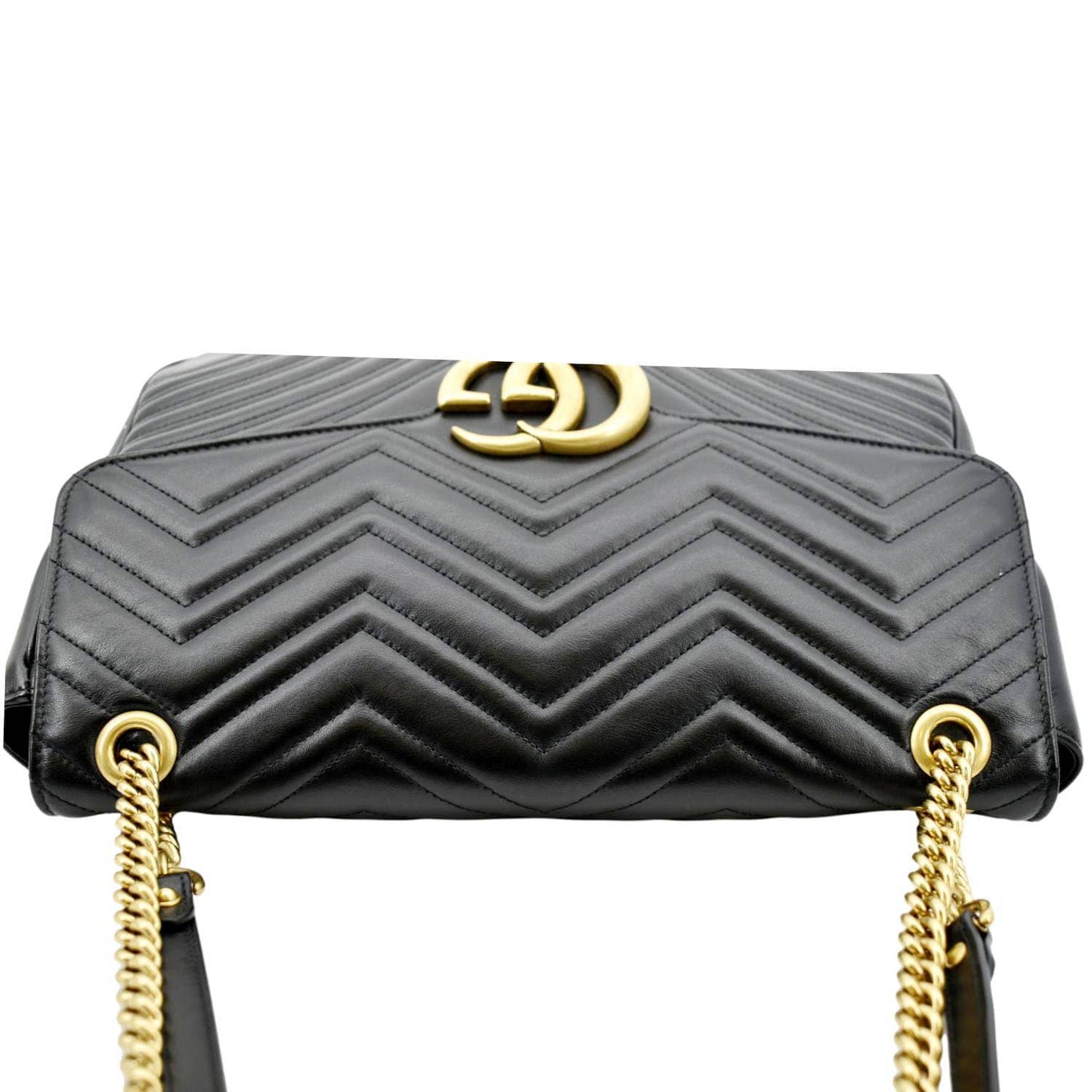GUCCI GG Marmont Large Matelasse Leather Shoulder Bag Black 498090