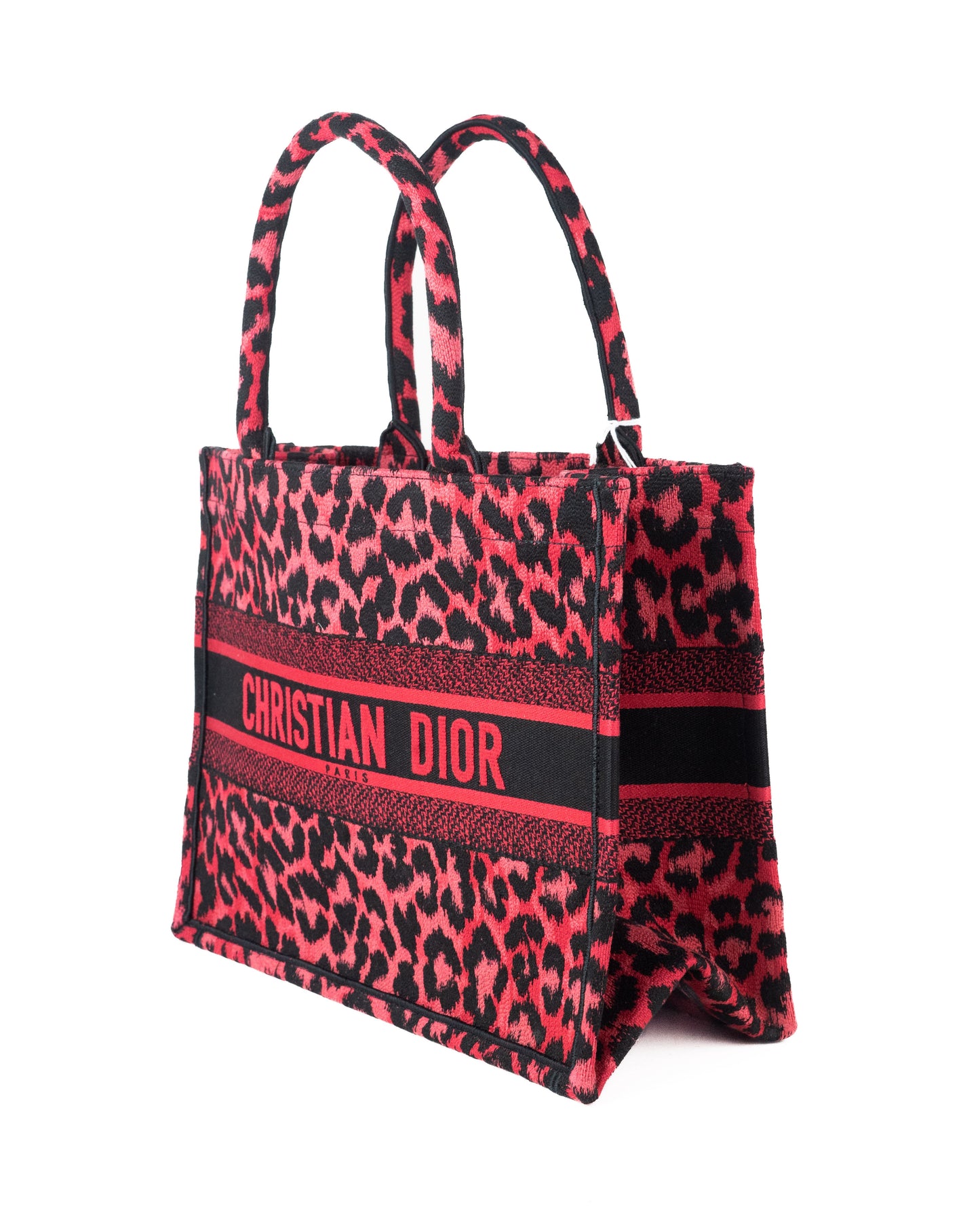 Dior Small Book Tote in Red Multicolor Mizza Embroidery