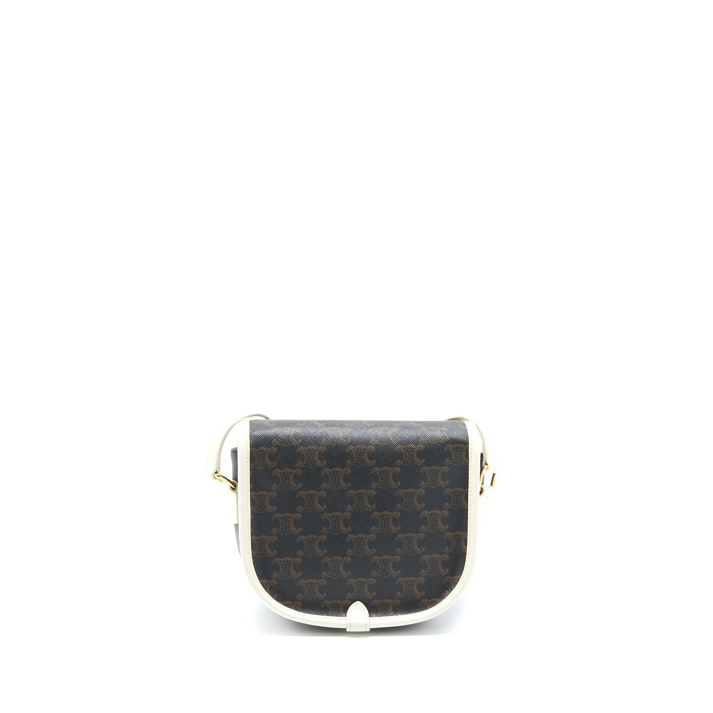 Celine Medium Folco Purse Triomphe Canvas/White