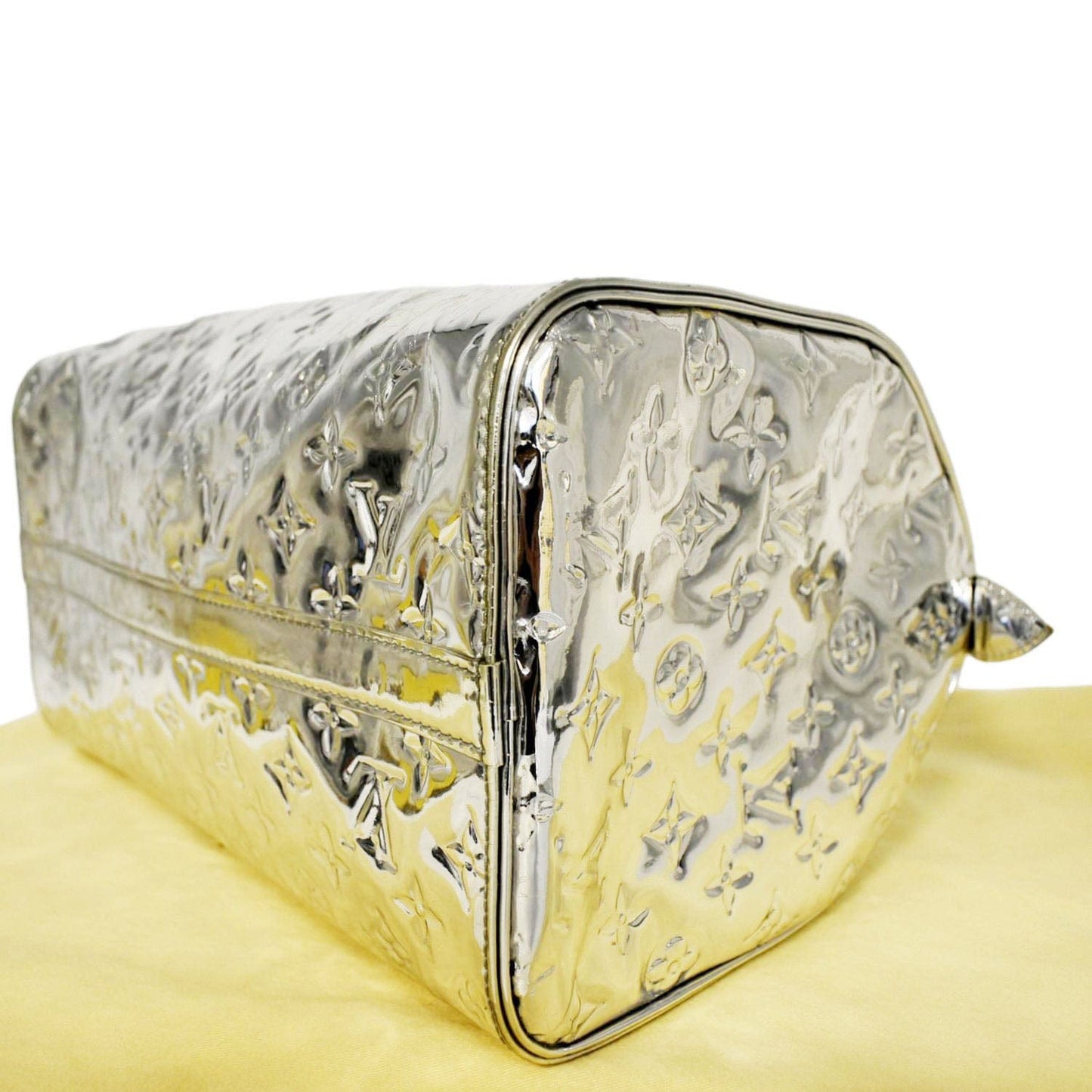 LOUIS VUITTON Speedy 30 Miroir Monogram Patent Leather Satchel Bag Metallic Silver