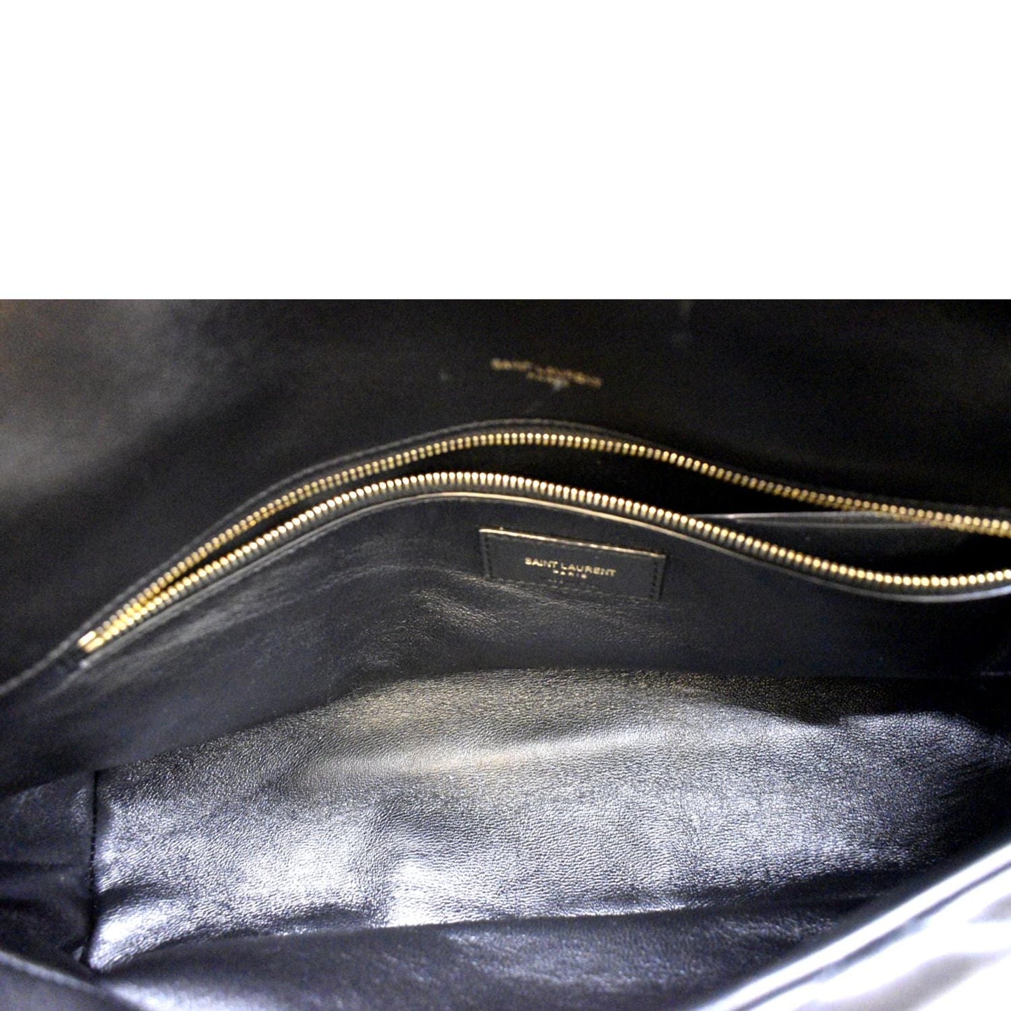 YVES SAINT LAURENT Sade Large Quilted Leather Clutch Bag Black