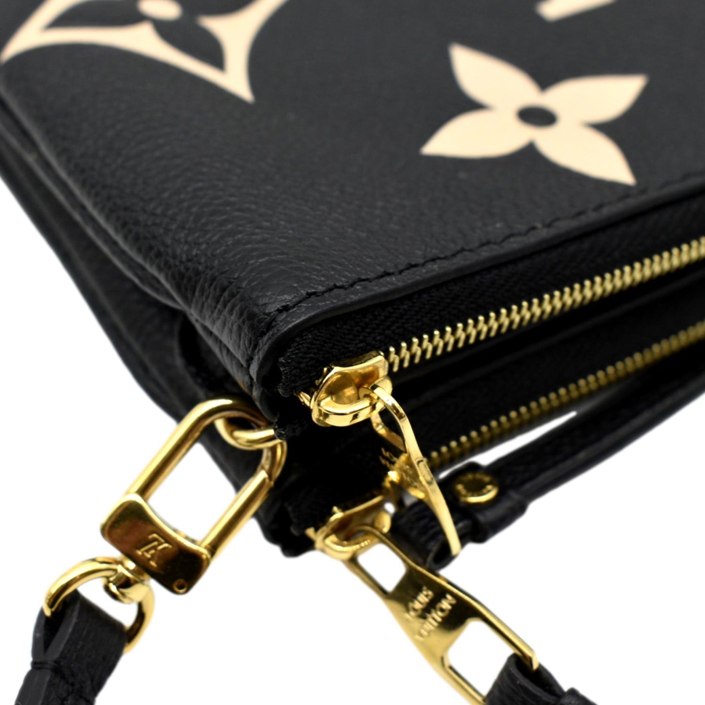 LOUIS VUITTON Double Zip Pochette Monogram Empreinte Crossbody Bag Bicolor