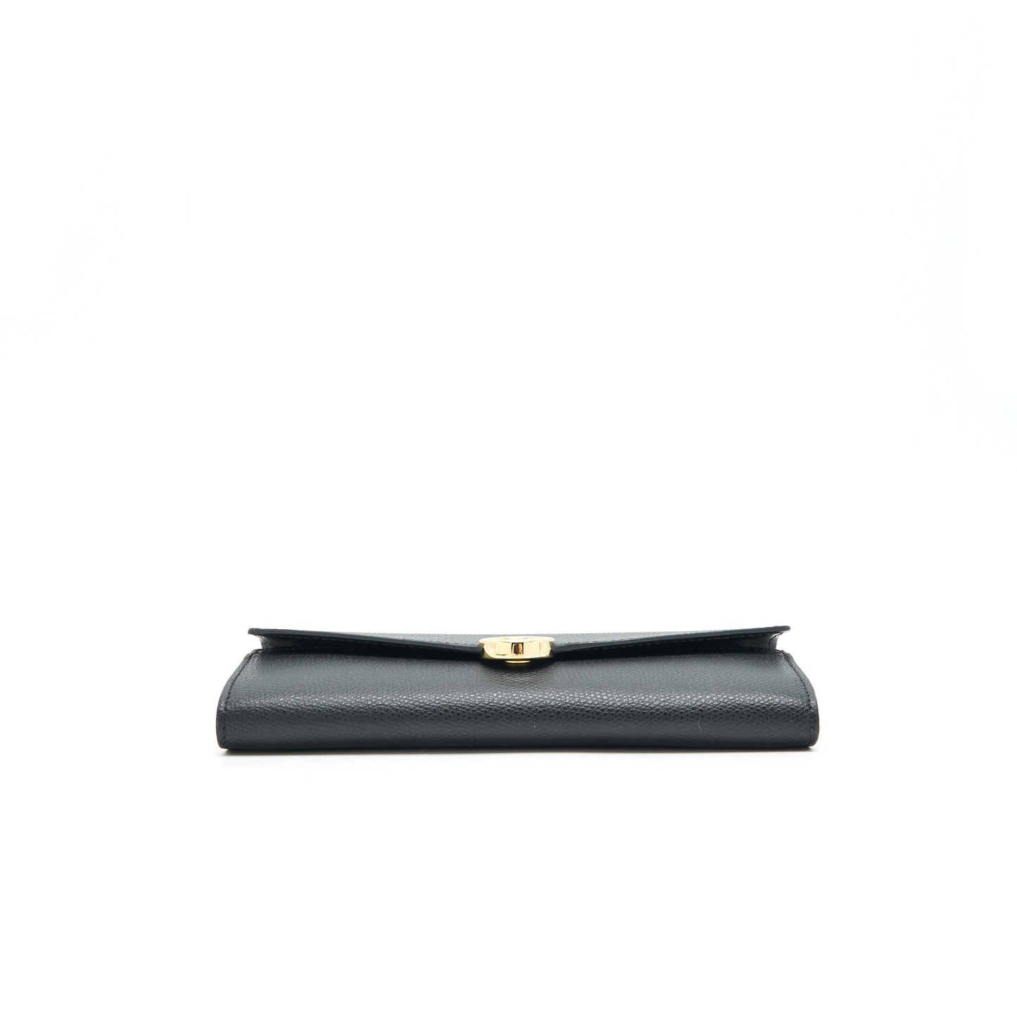 Fendi Grained Calfskin Wallet with Chain Black
