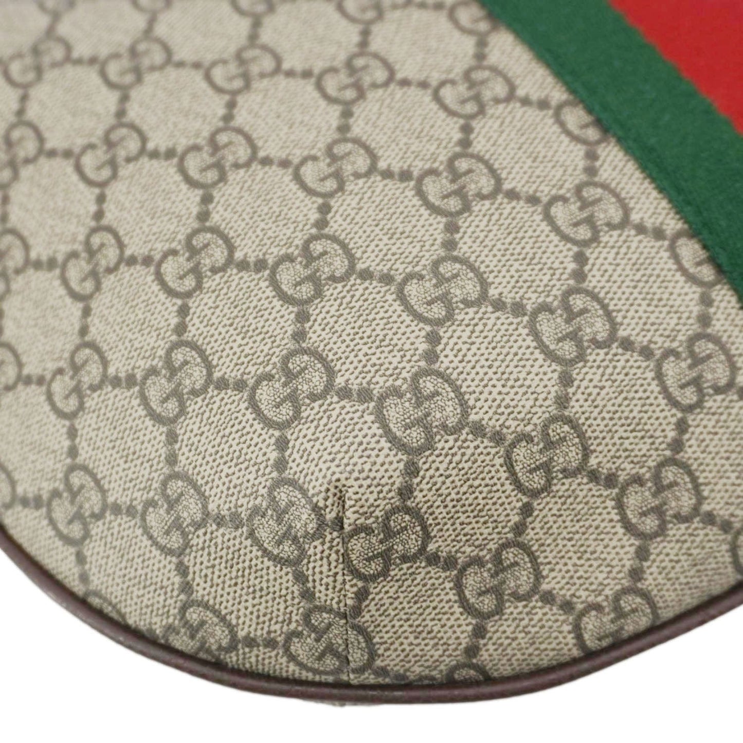 GUCCI Ophidia Web Half Moon GG Supreme Canvas Hobo Bag Beige 598125