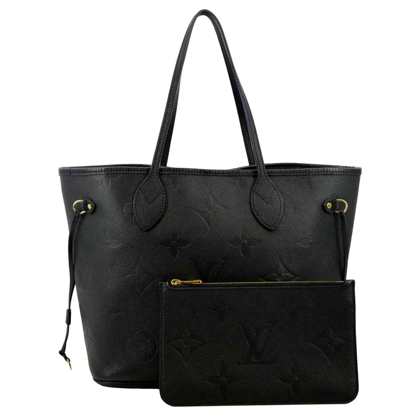 LOUIS VUITTON Neverfull MM Empreinte Leather Tote Shoulder Bag Black