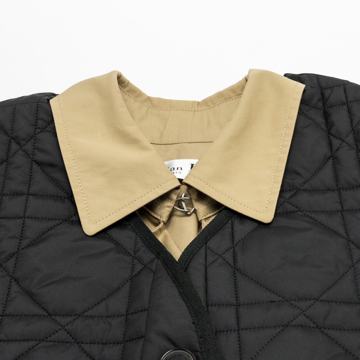 Size 36 Trench Coat With Macrocannage Quilted Vest Cotton/Polyester Beige/Black