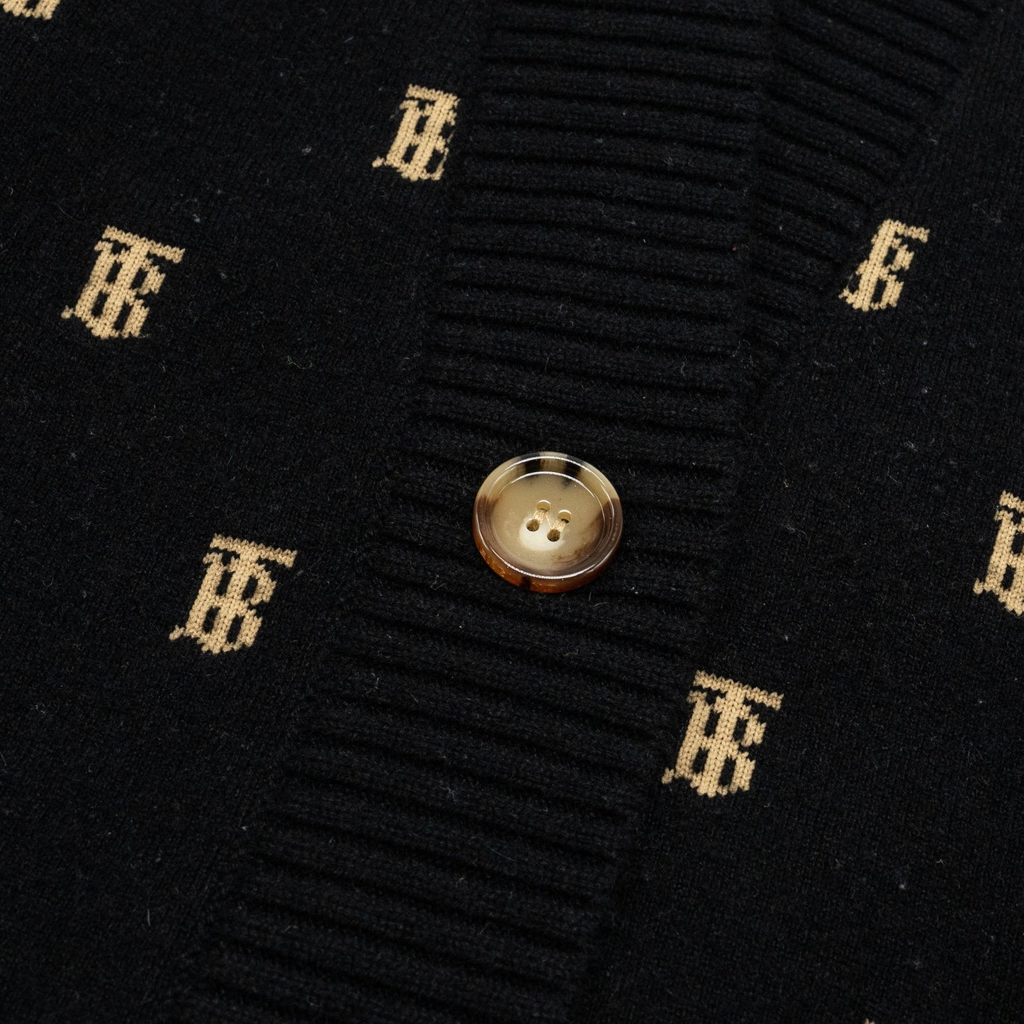 Burberry Size S Palena -Monogram Cardigan Wool Black/ Beige