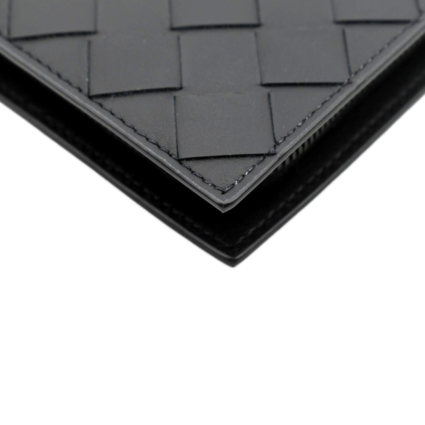 BOTTEGA VENETA Intrecciato Leather Long Wallet Black