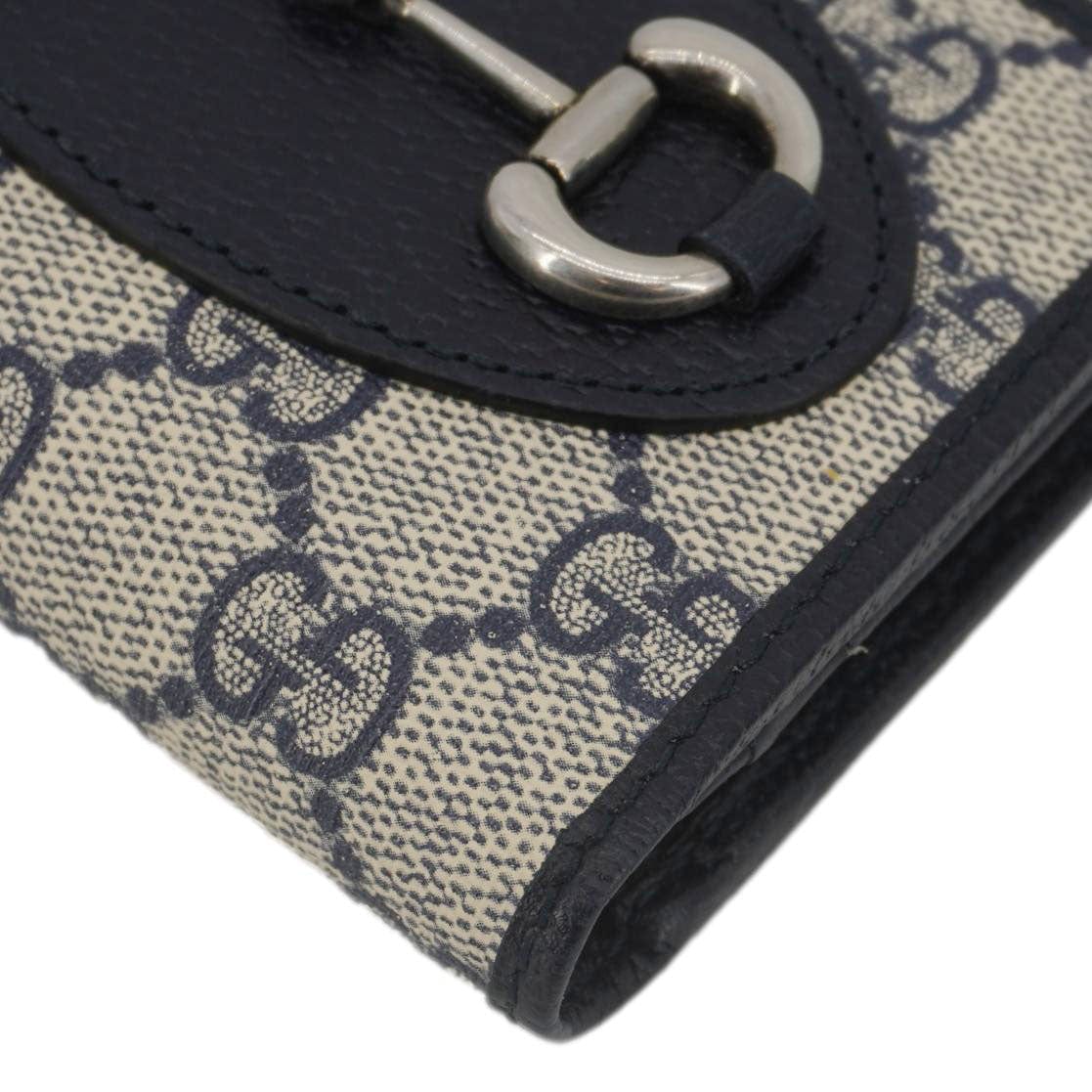 GUCCI Horsebit 1955 GG Supreme Canvas Card Case Wallet Beige 621887