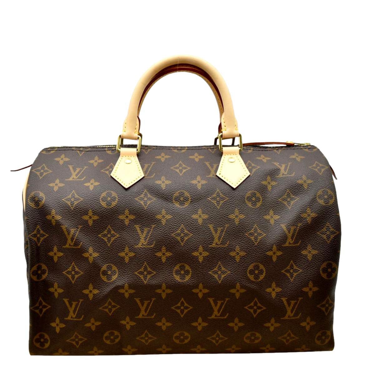 LOUIS VUITTON Speedy 35 Monogram Canvas Satchel Bag Brown