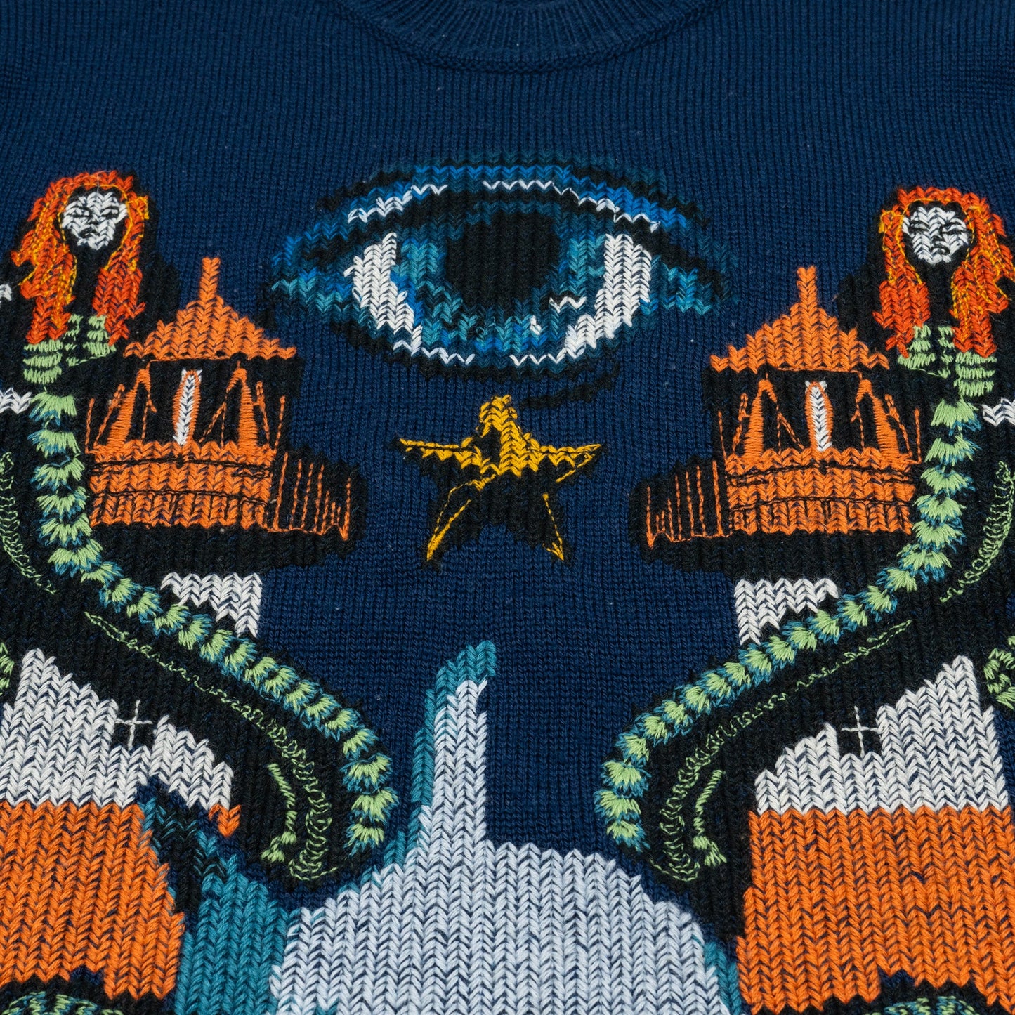 Burberry Size Mermaid Intarsia Sweater Wool Blue/Multicolour