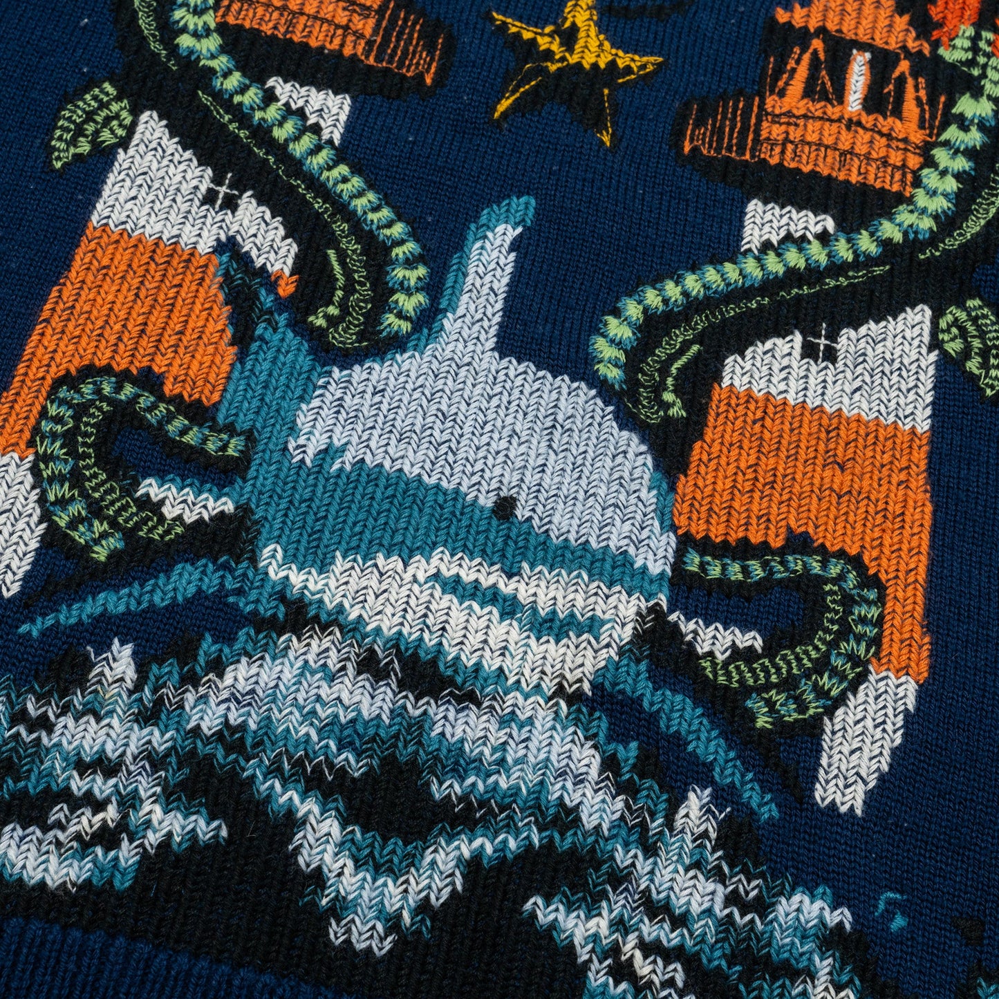 Burberry Size Mermaid Intarsia Sweater Wool Blue/Multicolour