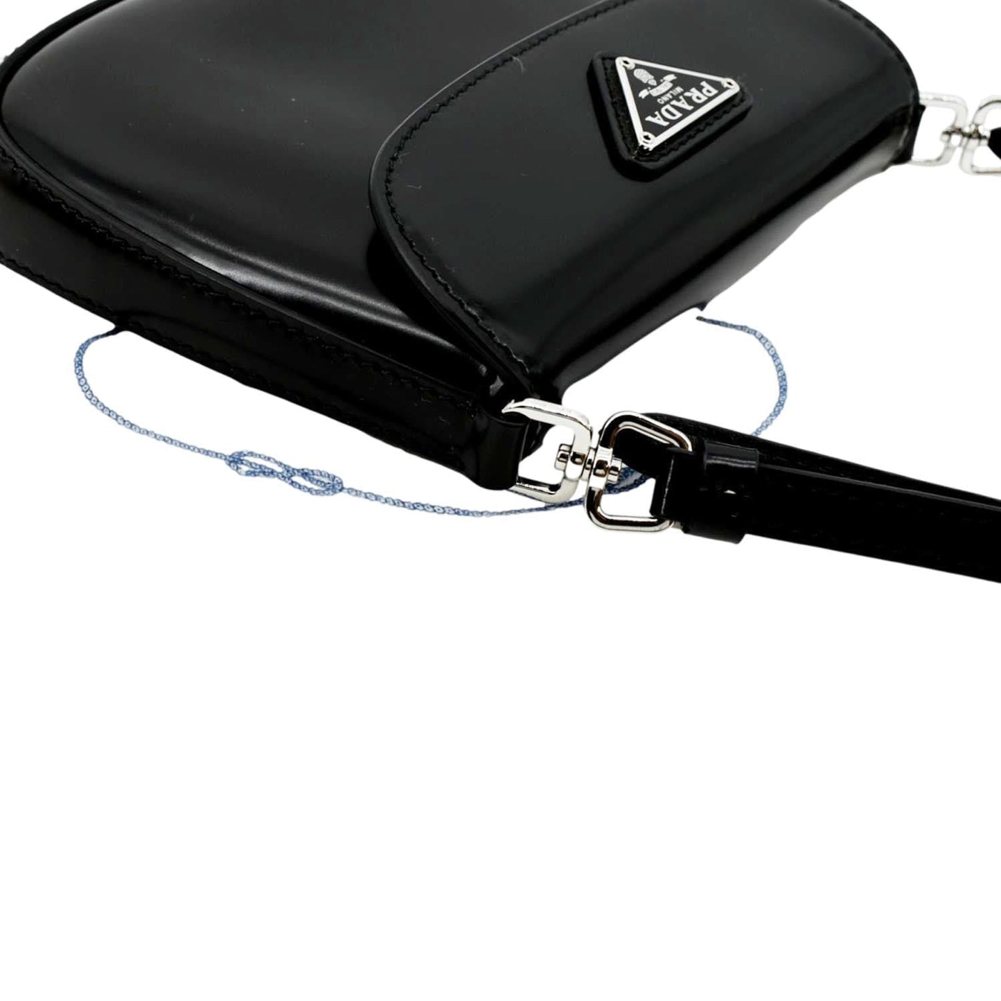 PRADA Cleo Mini Brushed Leather Crossbody Bag Black